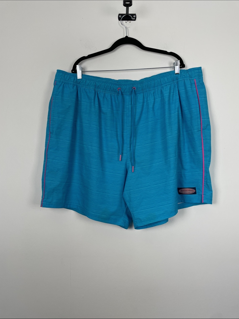 Vineyard Vine Men's 3XB Strip Teal Blue Lined Swim Trunks Shorts with Patch Logo - Picture 2 of 9